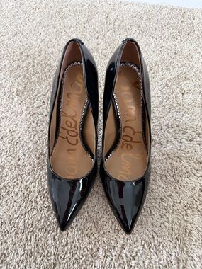 Sam Edelman Glossy Black Pointed-Toe Patent Pumps